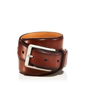 The Men's Store Men's Square Buckle Italian Leather Belt Brown Size 40 0010